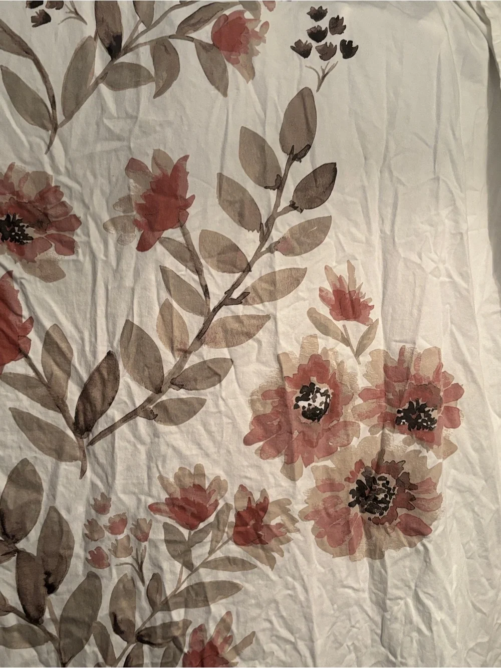 Floral Garden Cream and Coral Printed Shower Curtain